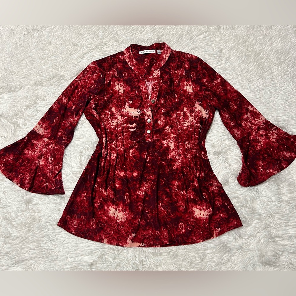 Notations Red Patterned Blouse - image 3